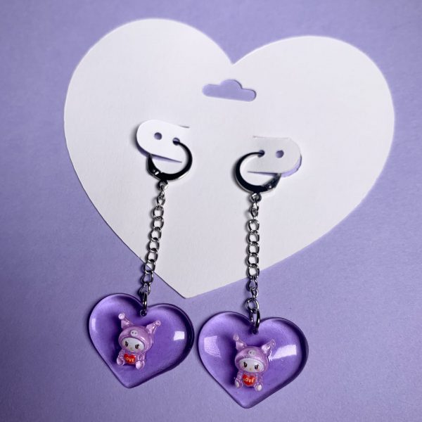 purple heart earrings