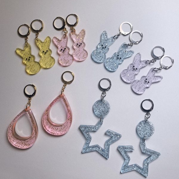 glitter bunny earrings